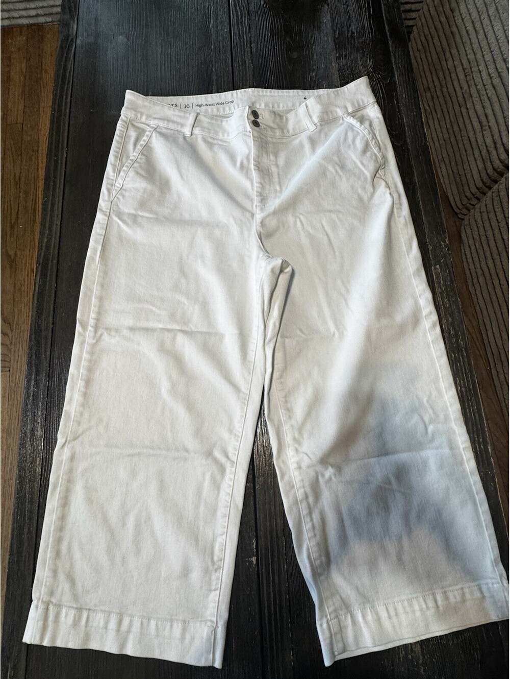 Talbots Flawless White High Waist Wide Crop Pants Women’s 16 Stretch Capris
